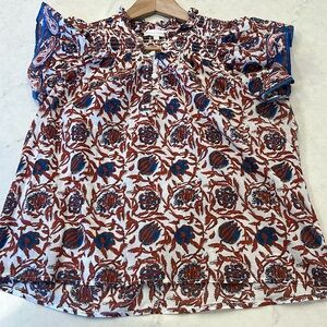 House Of‎ Harlow 1960 NWOT Marble Rust Short Sleeve Blouse Size Small